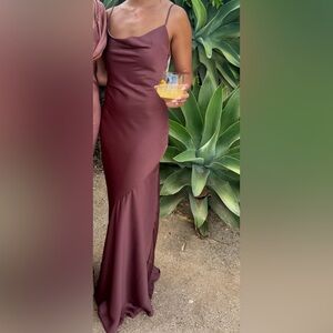 Nookie Satin Maxi Dress in Mocha
